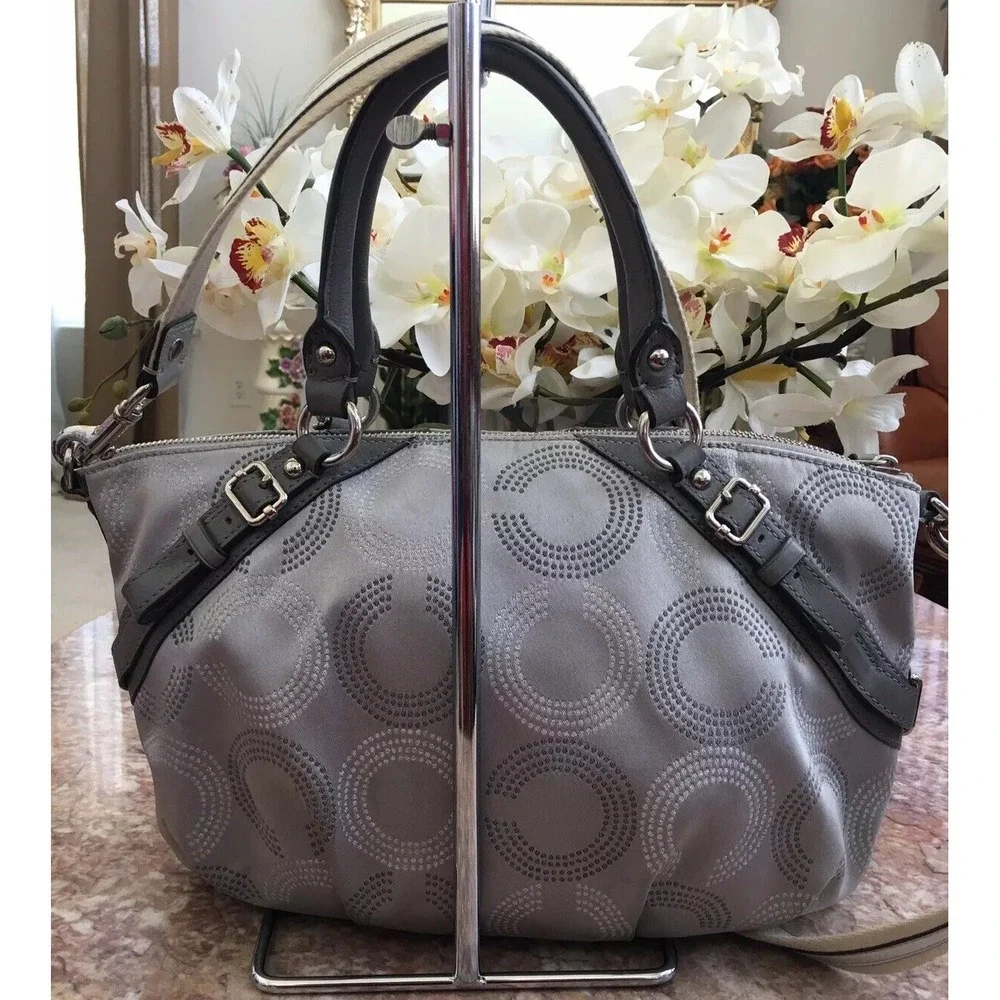 Coach 15935 Madison Grey Sophia OP Dotted Art Convertible Satchel EUC MSRP $298.